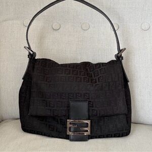 Fendi Black Zucchino Mama Shoulder Bag